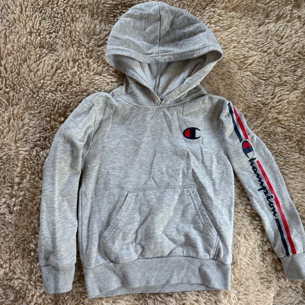 Champion Sweater Youth‎ Gray Hoodie Pullover Pockets Knit Boys 6